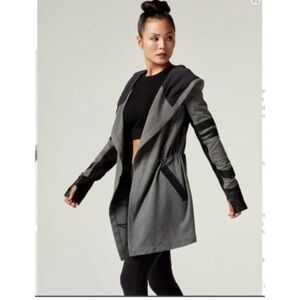 Blanc Noir Gray and Black Women's Hooded Jacket